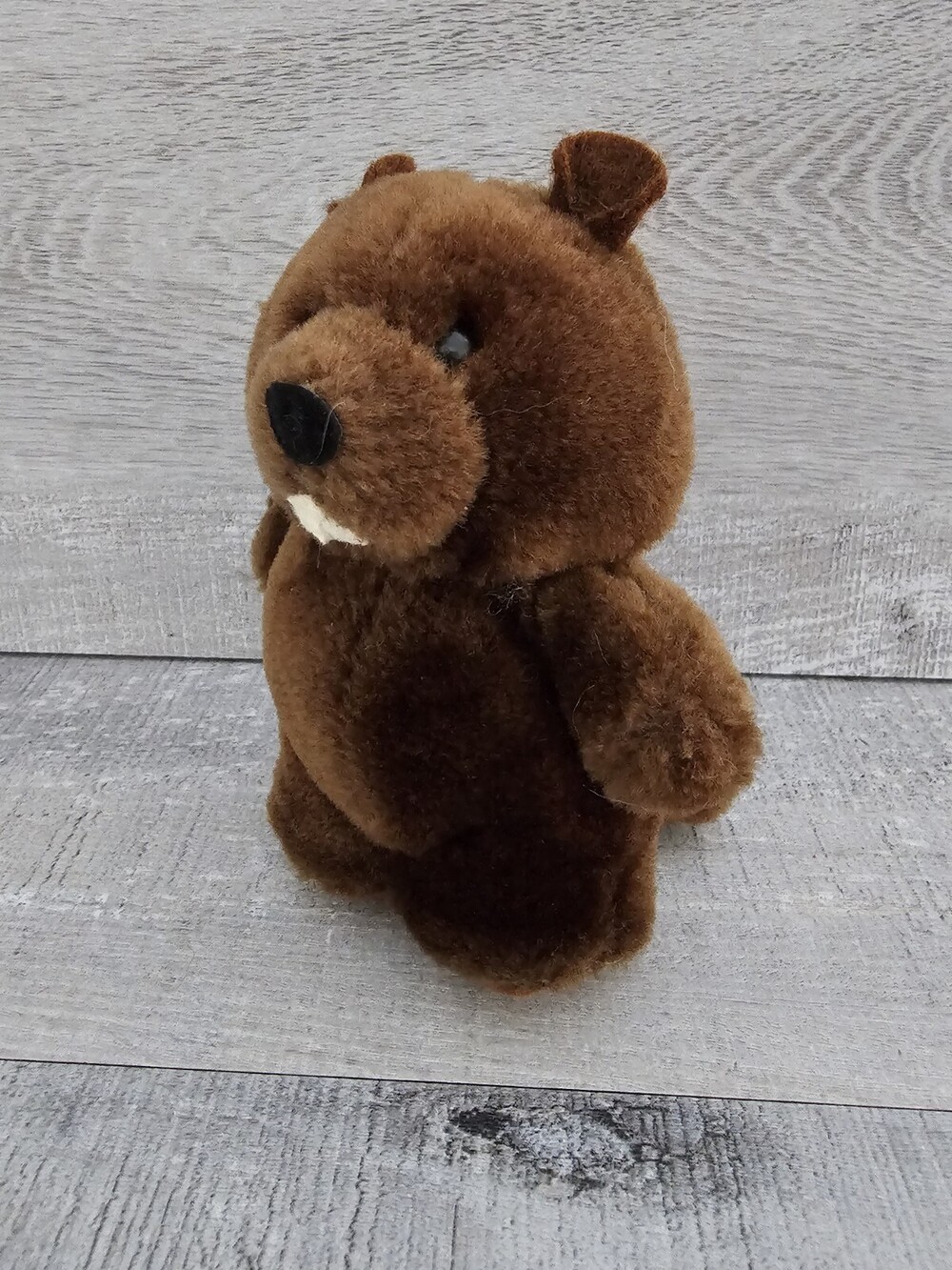 Vintage 1985 GUND Eager the Beaver 5" Plush Stuffed Animal Dark Brown Rare